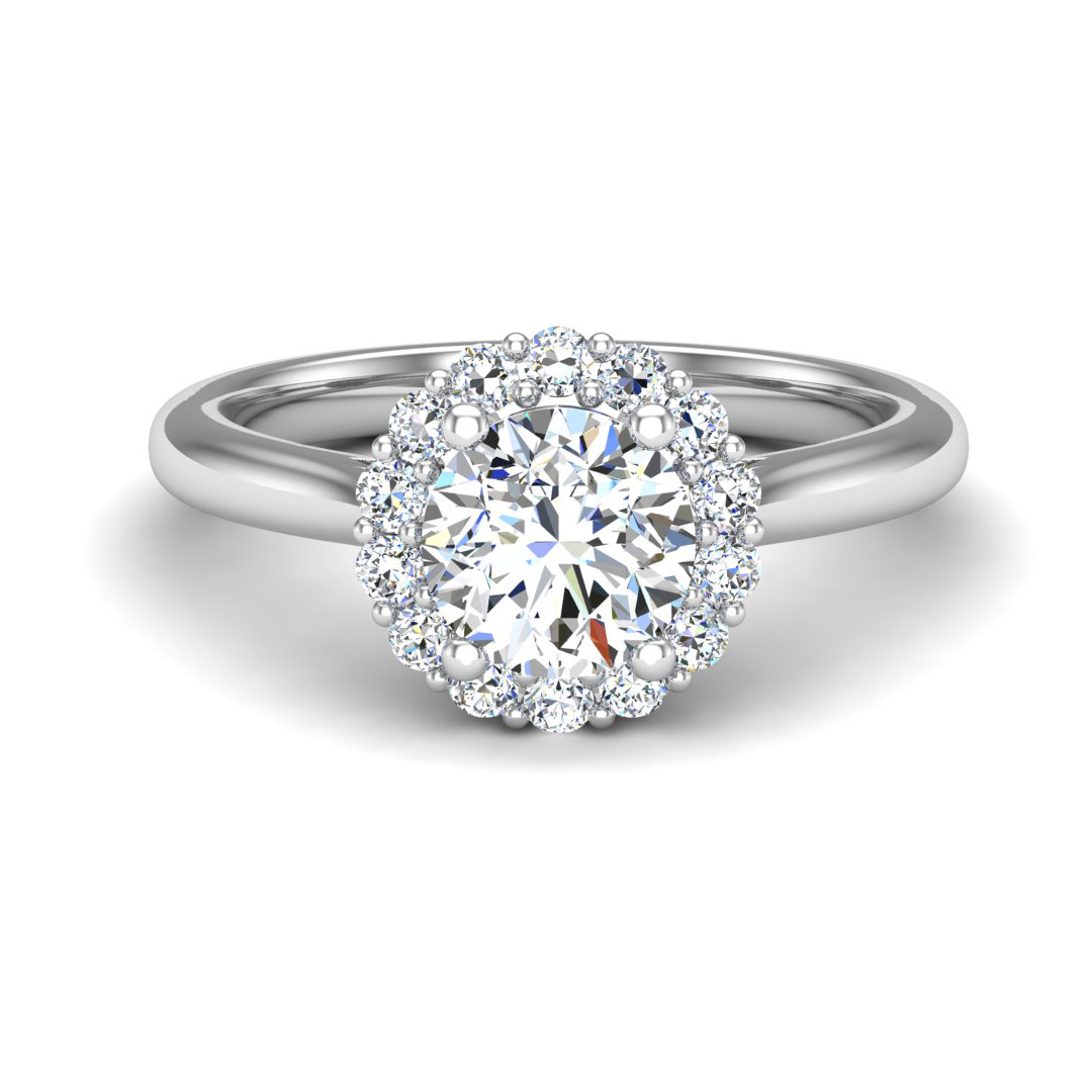 Aria Dainty Floral Style Halo Engagement Ring
